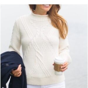 Banana Republic Chunky Mixed-Cable Knit Mock-Neck‎ Sweater XL Ivory